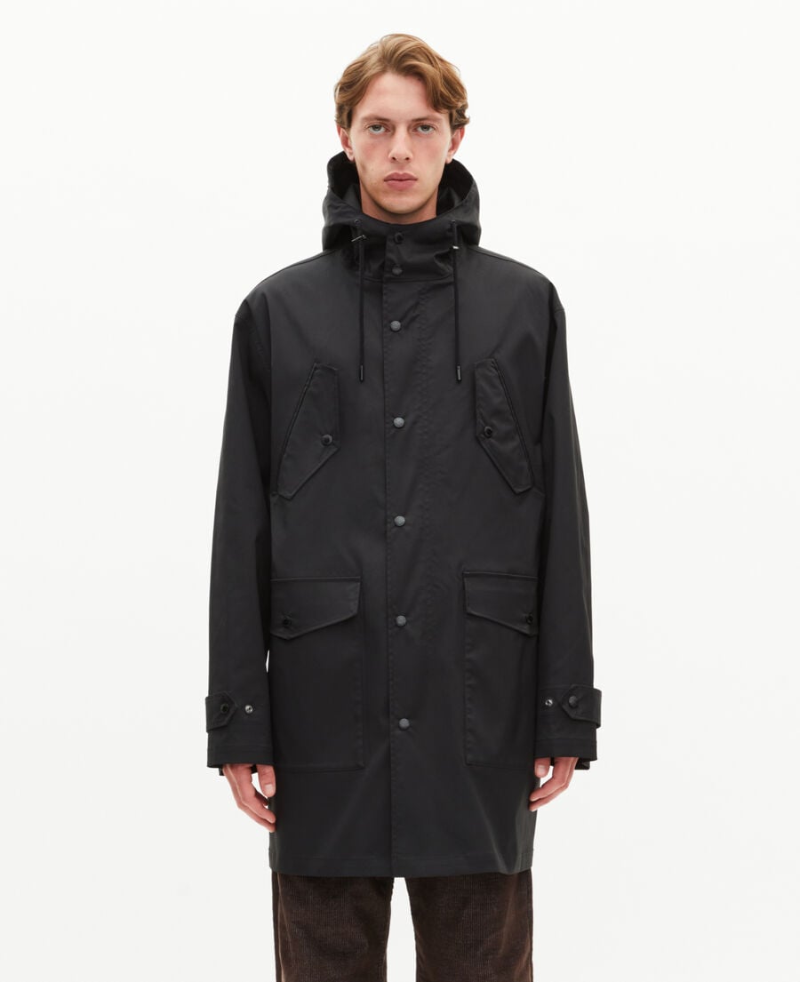 The Kooples HERREN BLACK parka mit wasserabweisender behandlung mit kapuze schwarz
