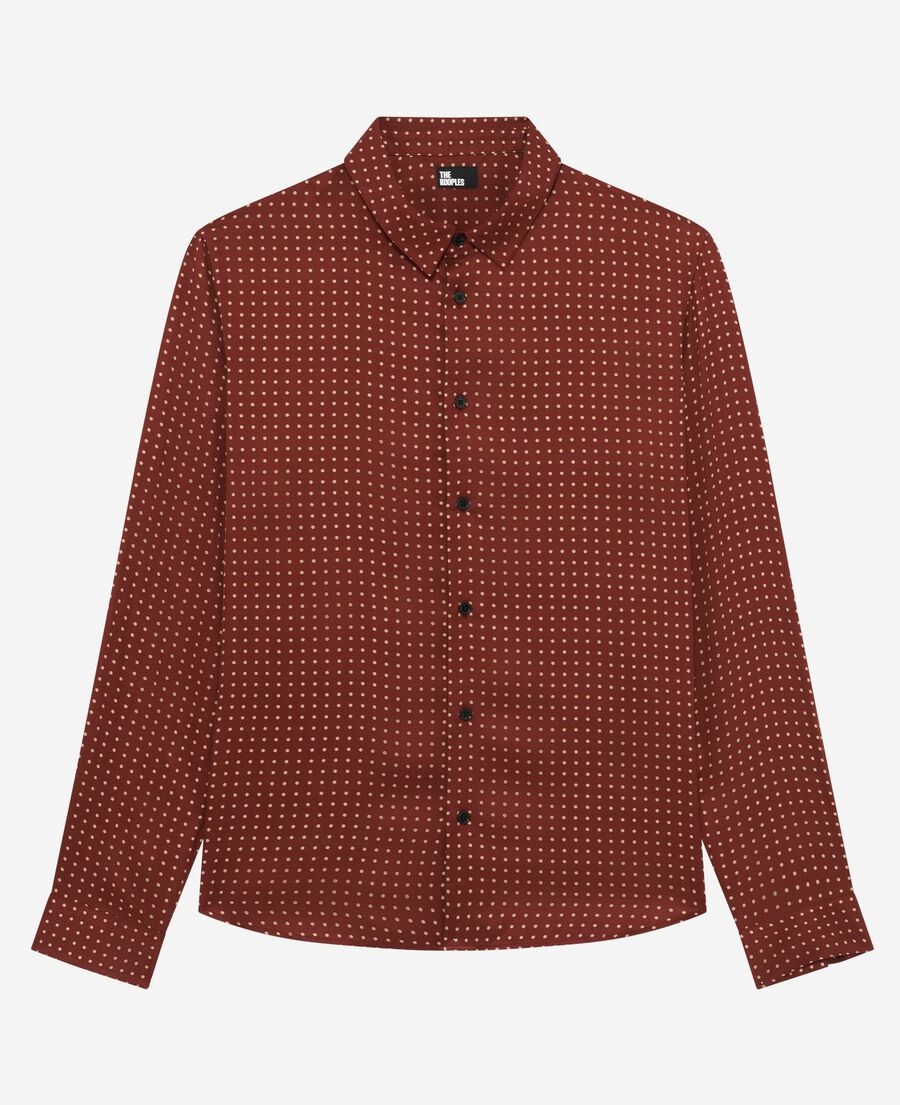 The Kooples HOMME RED BERRY / LIGHT BEIGE chemise &agrave; pois bordeaux
