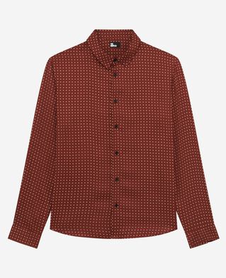 The Kooples HOMME RED BERRY / LIGHT BEIGE chemise &agrave; pois bordeaux