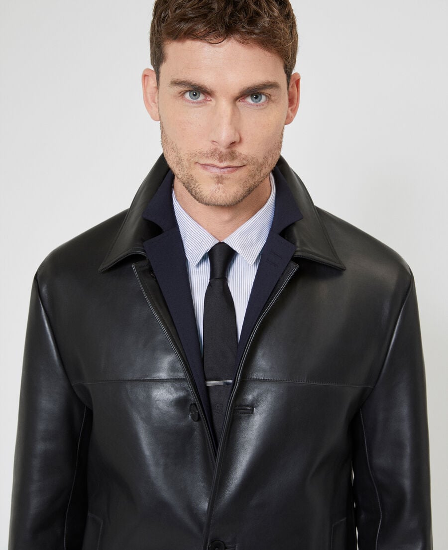 The Kooples H BLACK black leather button-down jacket