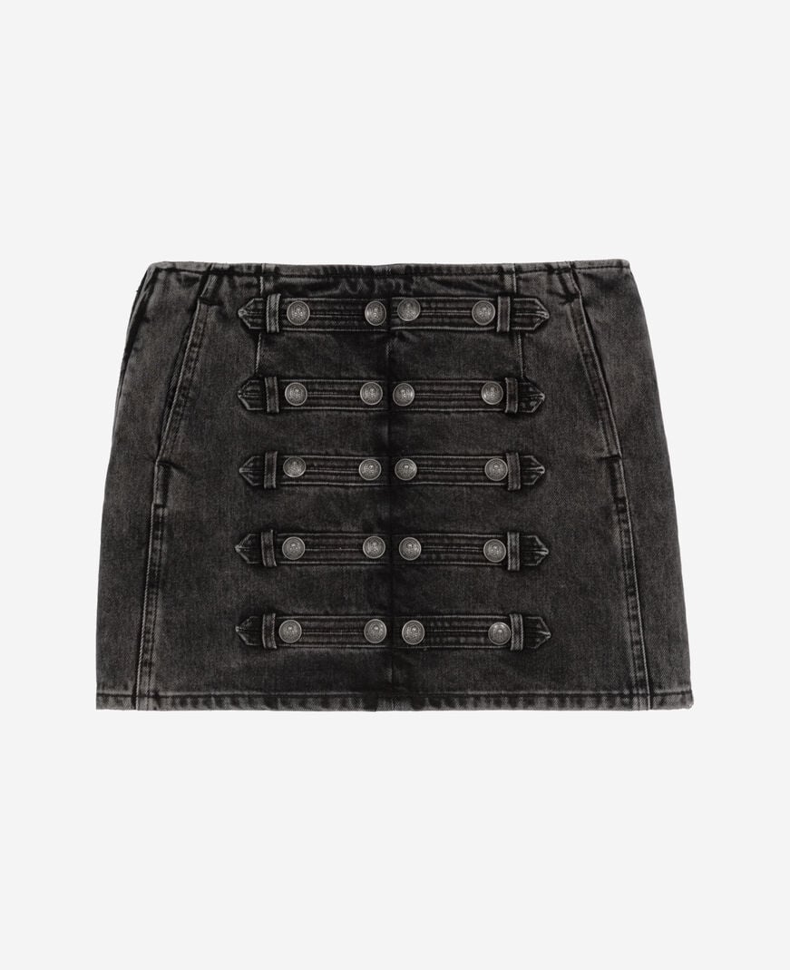 The Kooples WOMEN BLACK WASHED short gray denim skirt
