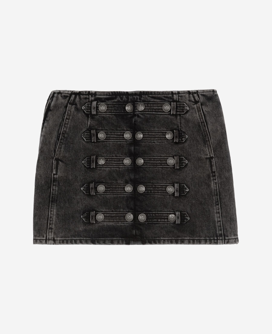 The Kooples WOMEN BLACK WASHED short gray denim skirt