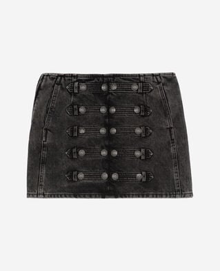 The Kooples WOMEN BLACK WASHED short gray denim skirt