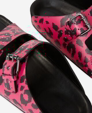 The Kooples FEMME PINK sandales imprimées à double bride en cuir