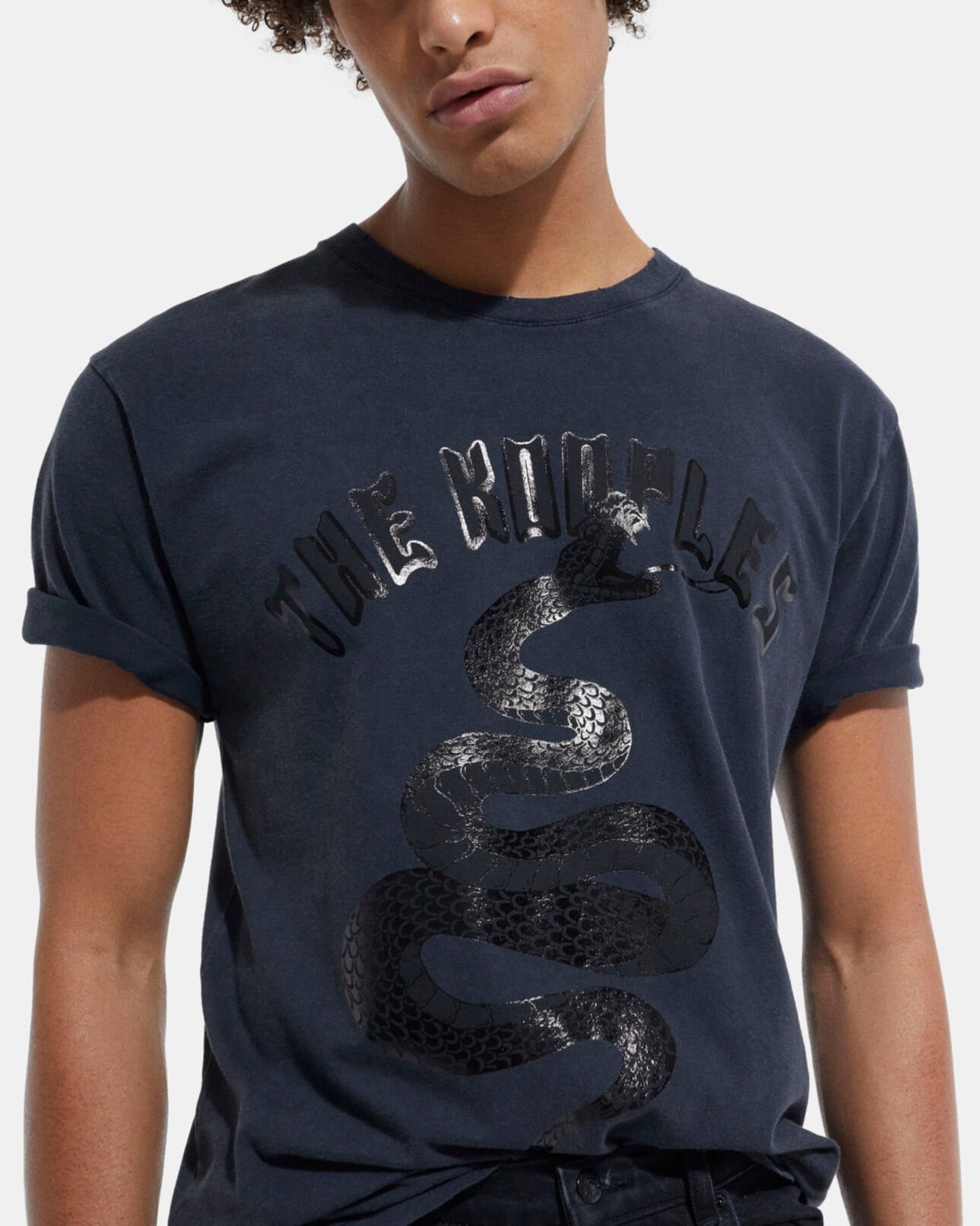 The Kooples MEN BLACK black screen print t-shirt