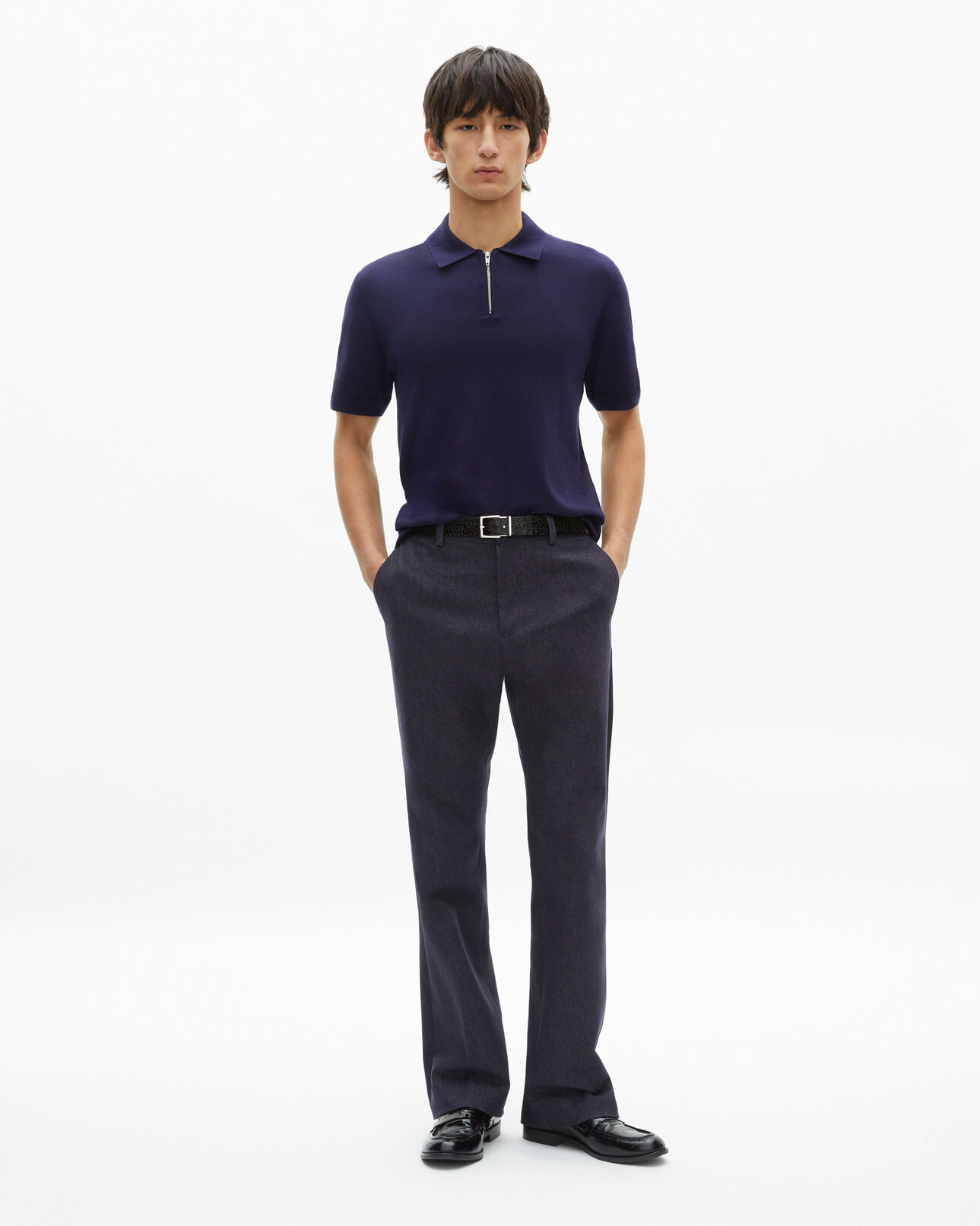 The Kooples MEN NAVY navy blue knit polo