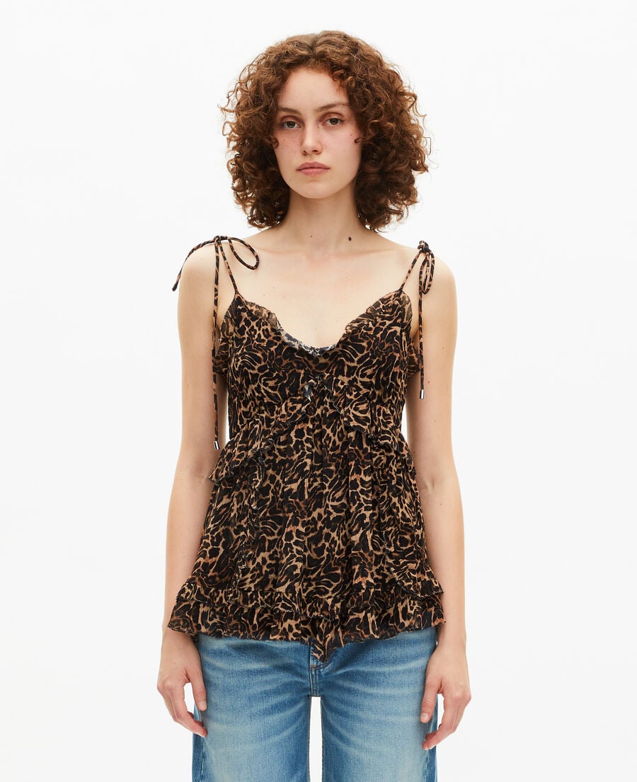 The Kooples DAMEN LEOPARD top mit r&uuml;schen im leopardenmuster