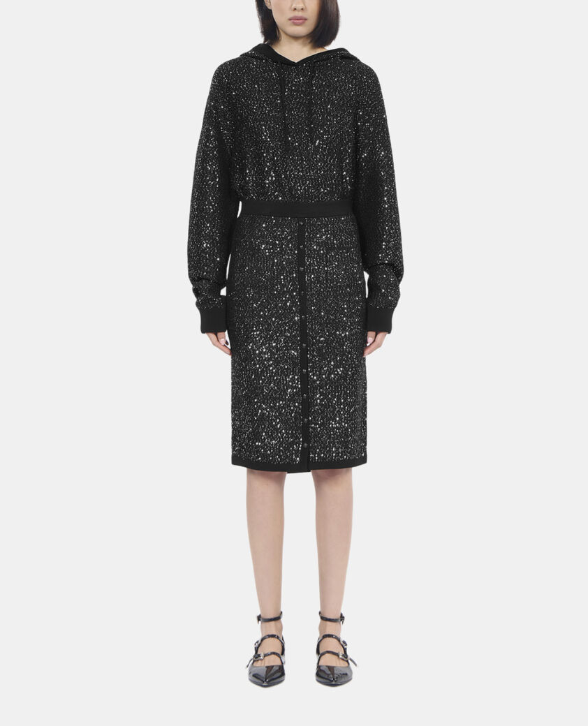 The Kooples FEMME BLACK jupe mi-longue à sequins noire