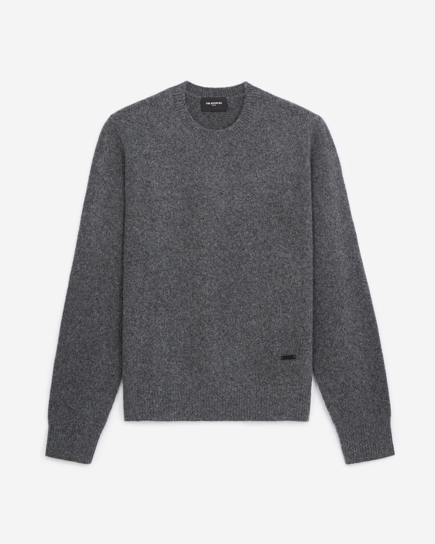 Gray alpaca wool sweater with crew neck, DARK GREY, hi-res image number null
