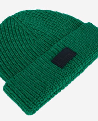 The Kooples H GREEN green ribbed wool beanie