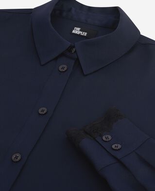 The Kooples FEMME NAVY chemise en soie marine