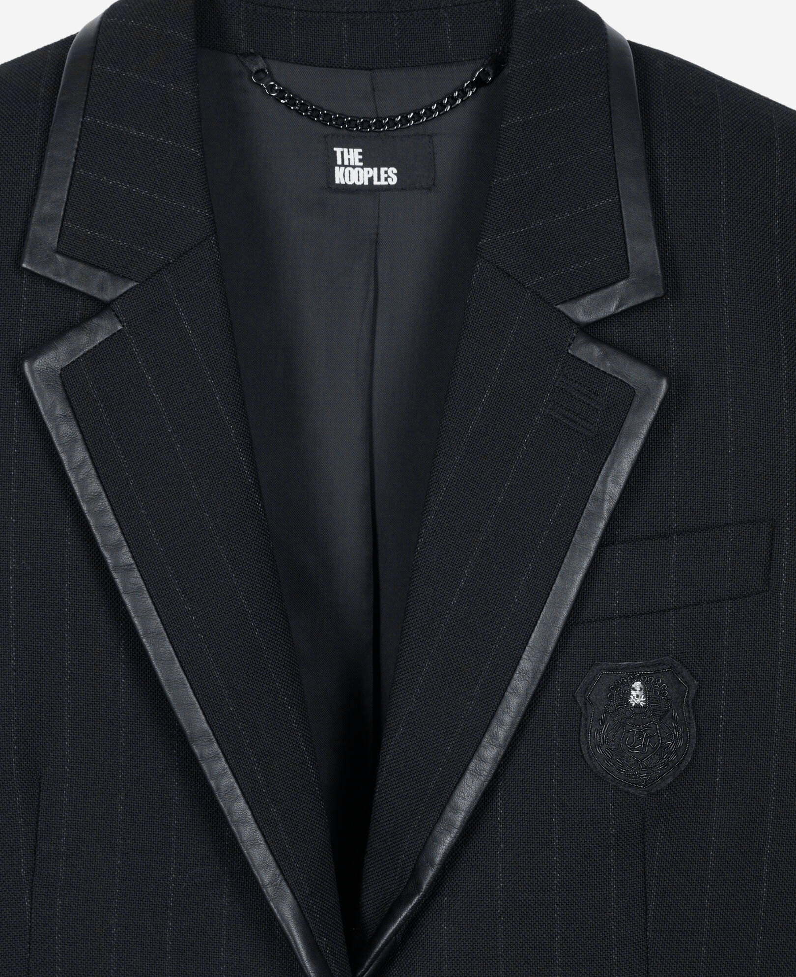 The Kooples DAMEN BLACK schwarze jacke mit tennisstreifen aus wolle