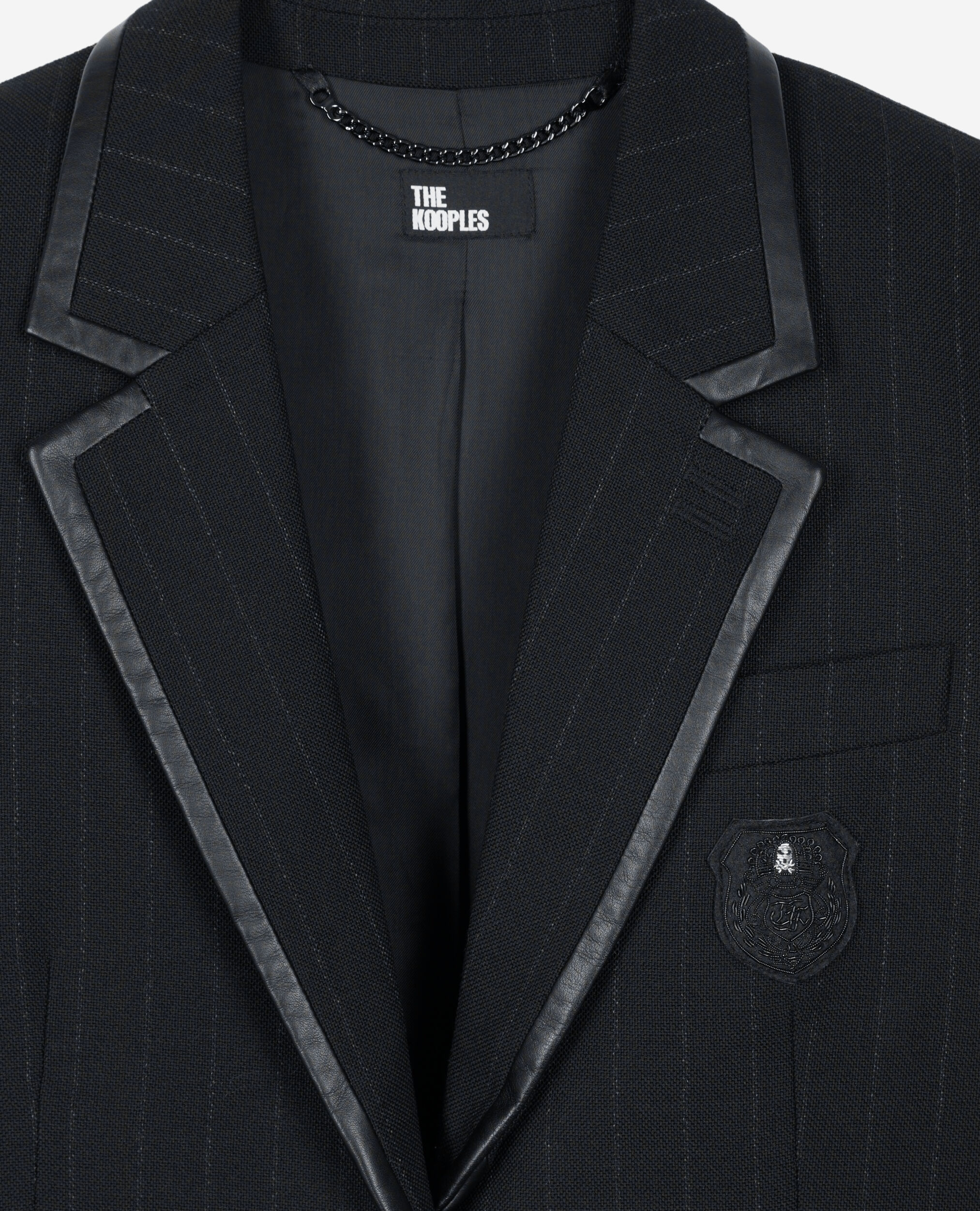 Schwarze Jacke mit Tennisstreifen aus Wolle, BLACK, hi-res image number null
