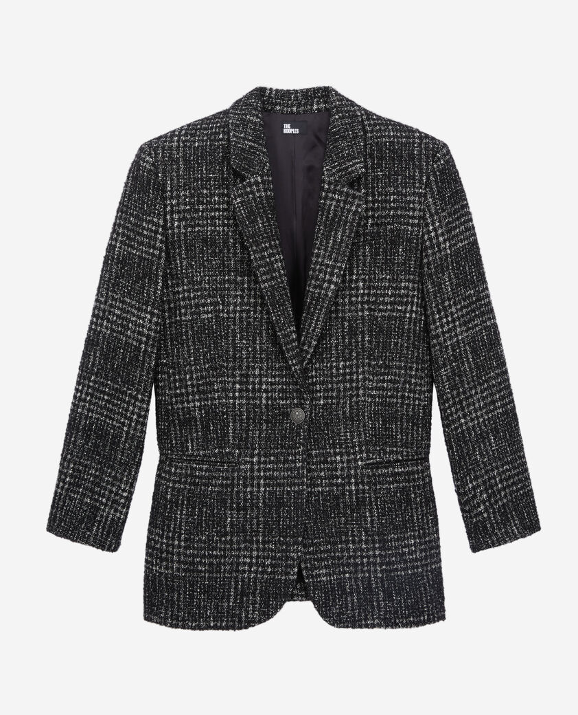 The Kooples FEMME BLACK WHITE blazer noir et blanc en tweed