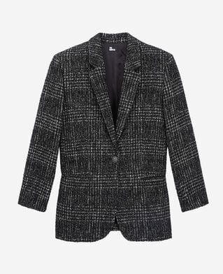 The Kooples FEMME BLACK WHITE blazer noir et blanc en tweed