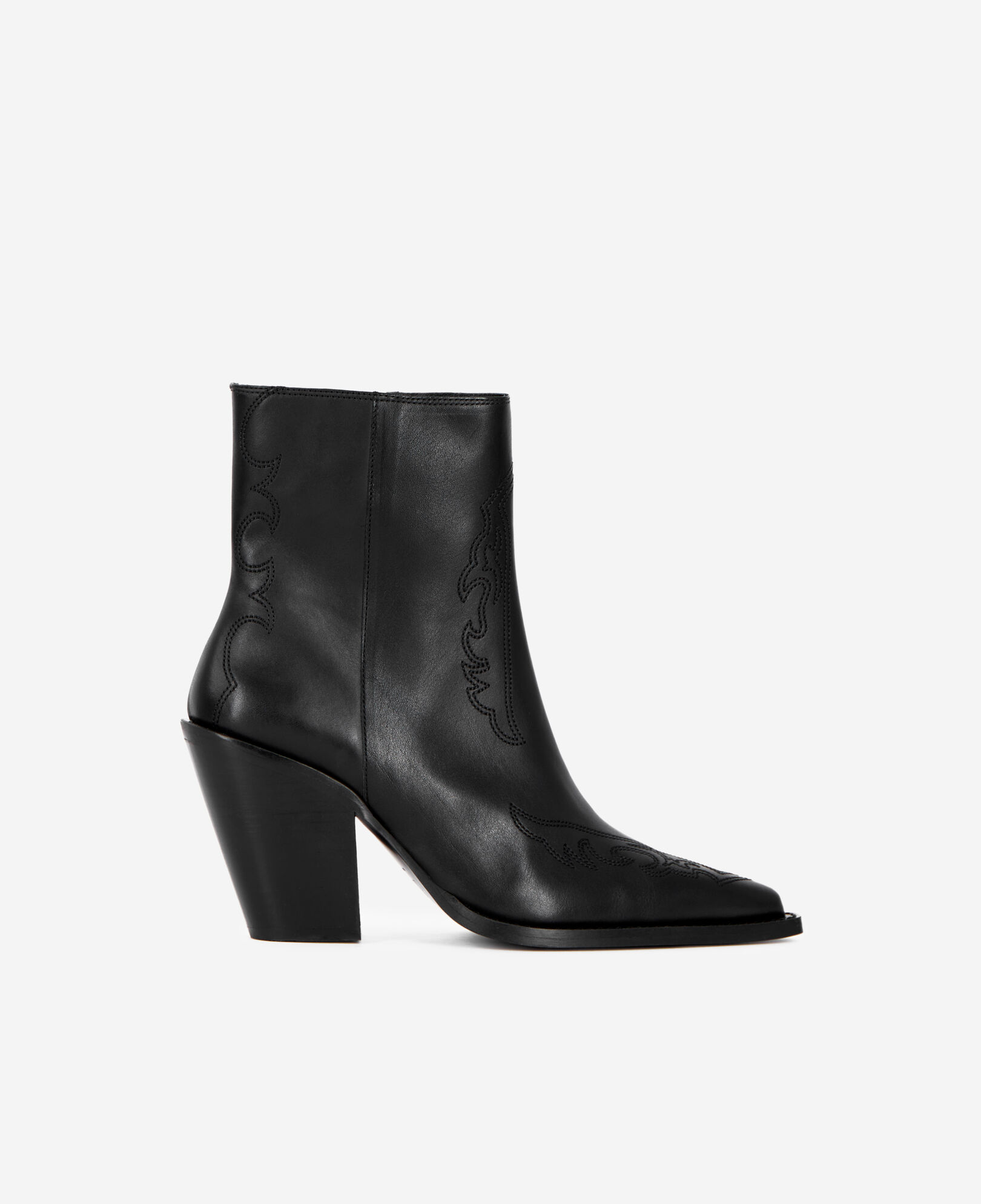 The Kooples MUJER BLACK botines tacón piel negros bordados