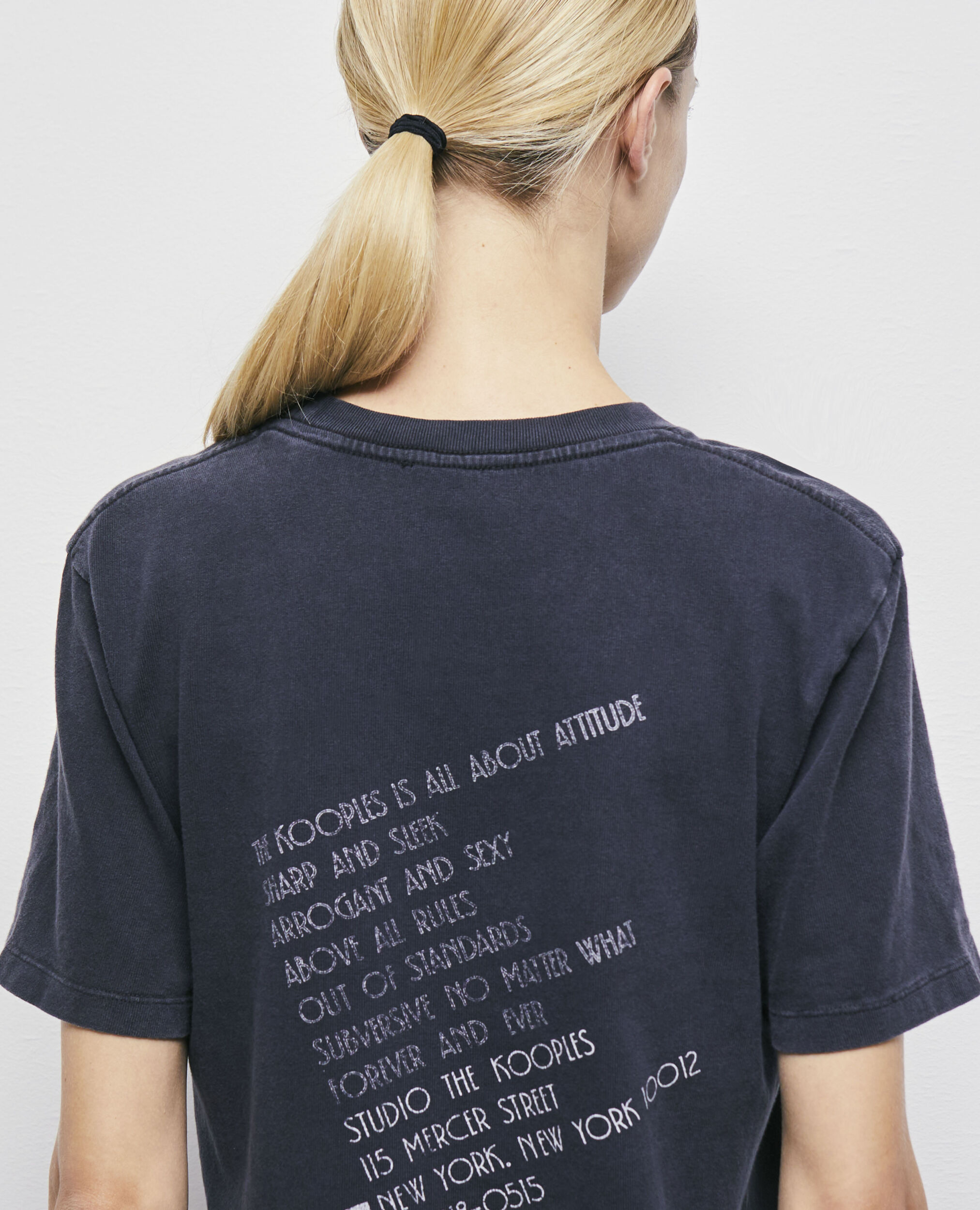 T-Shirt Damen mit Siebdruck, BLACK WASHED, hi-res image number null