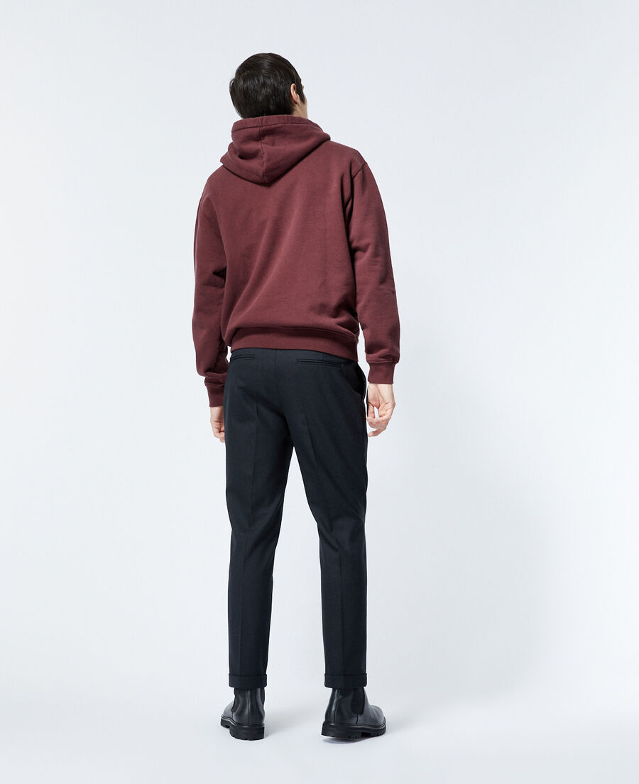 sweat bordeaux à capuche et logo