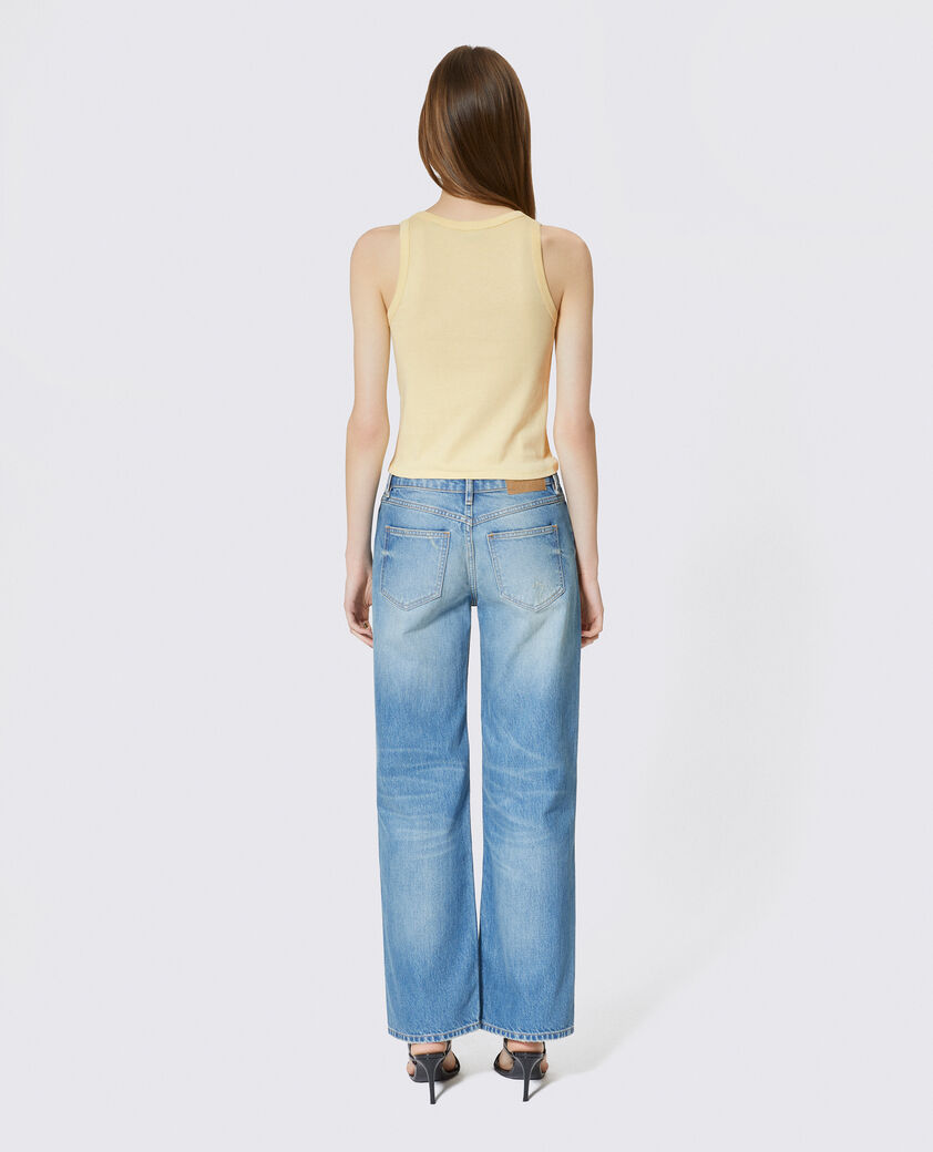 The Kooples FEMME LIGHT YELLOW d&eacute;bardeur en coton avec blason jaune