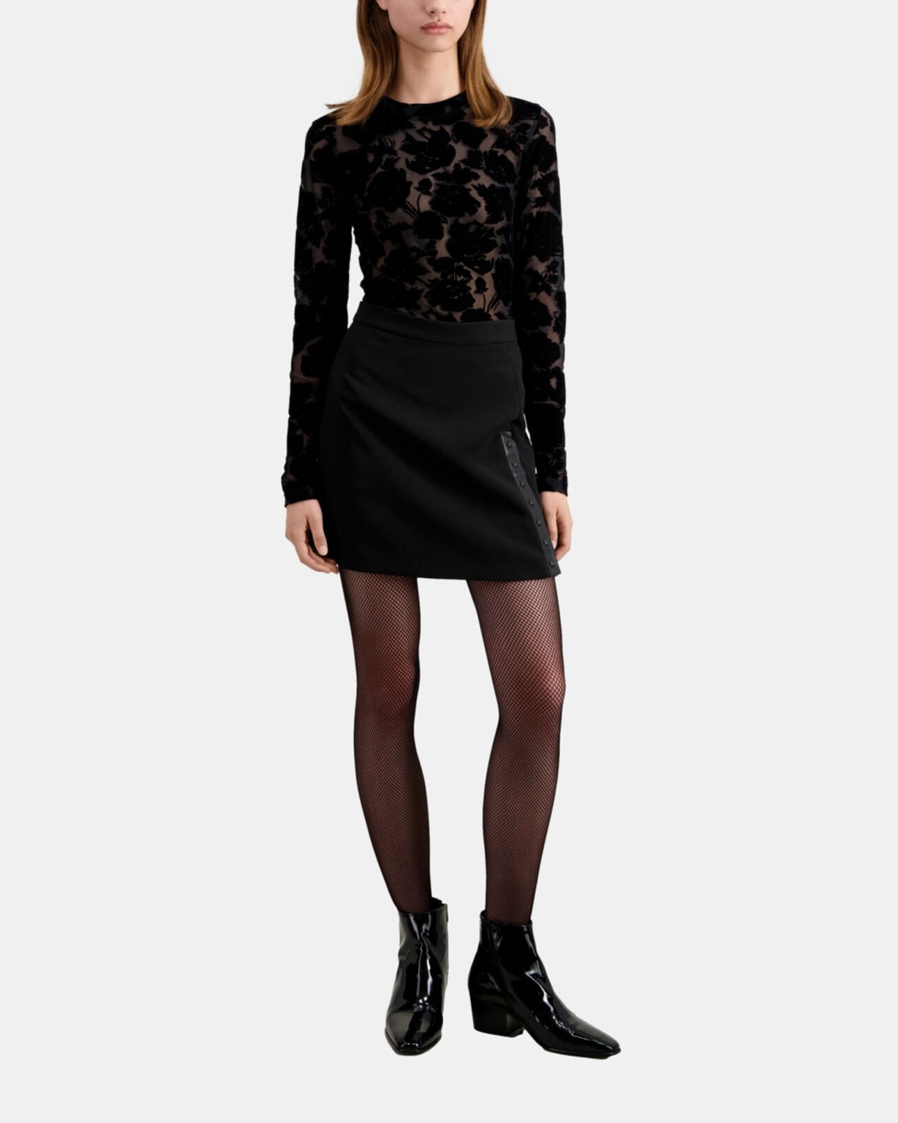 The Kooples FEMME BLACK jupe courte noire en crêpe