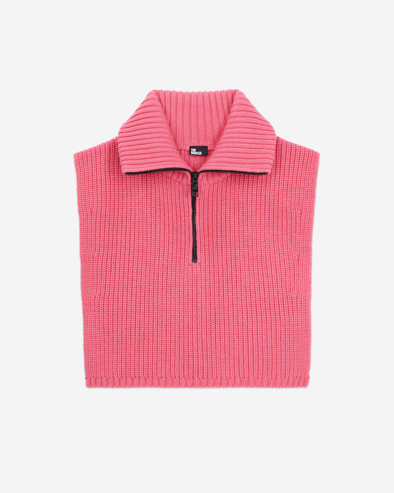 The Kooples FEMME OLD PINK col écharpe rose en laine côtelée