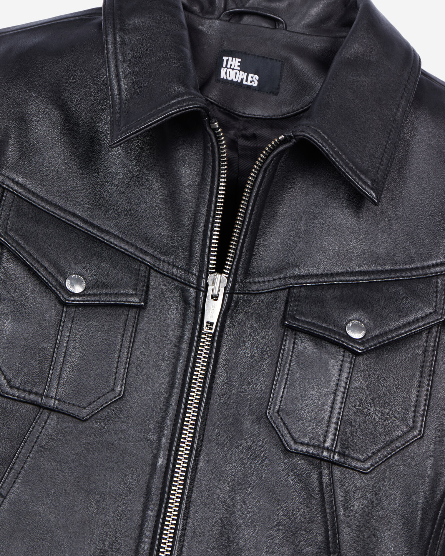 Blouson en cuir noir, BLACK, hi-res image number null