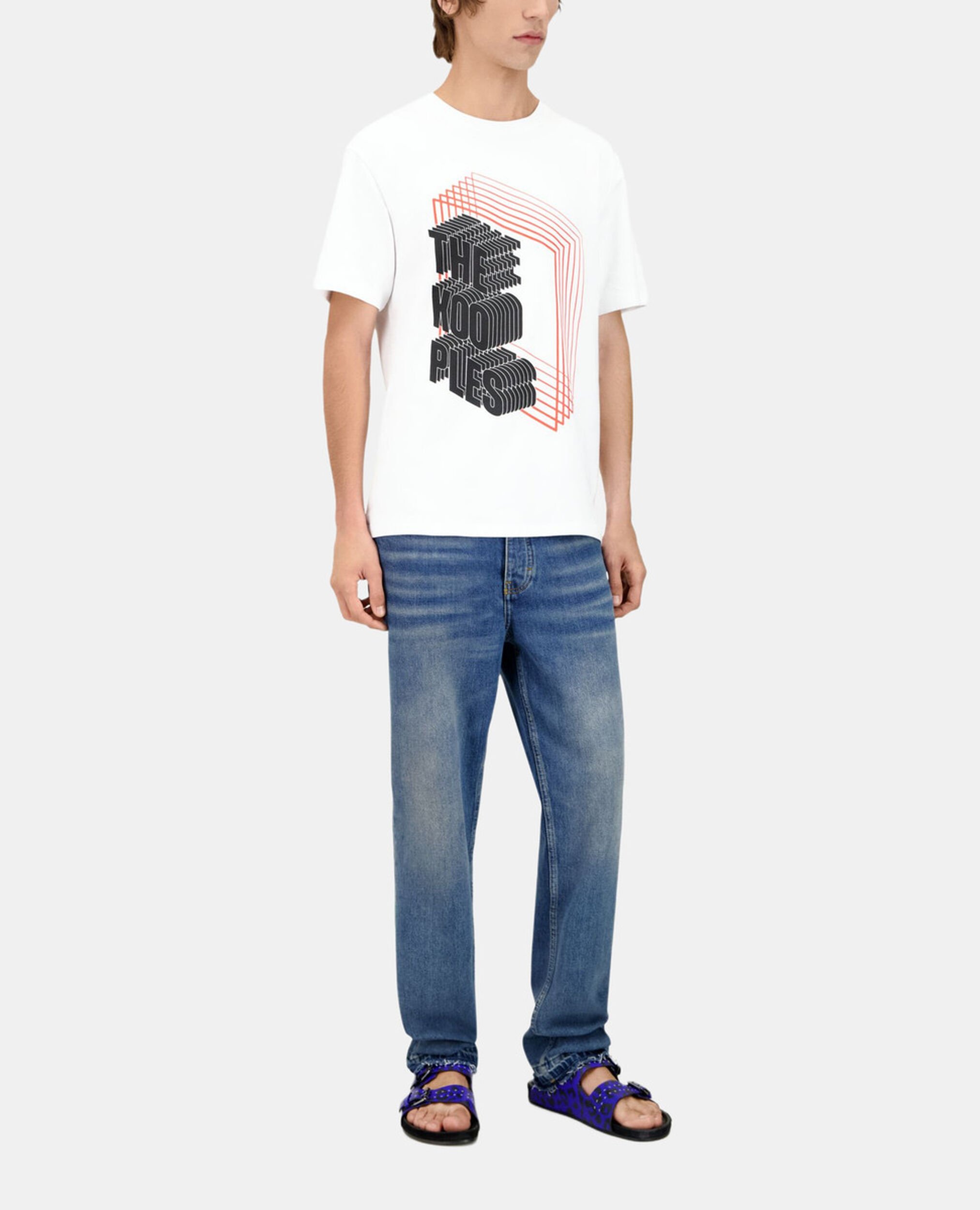 Men's white t-shirt with Neon logo serigraphy, WHITE, hi-res image number null