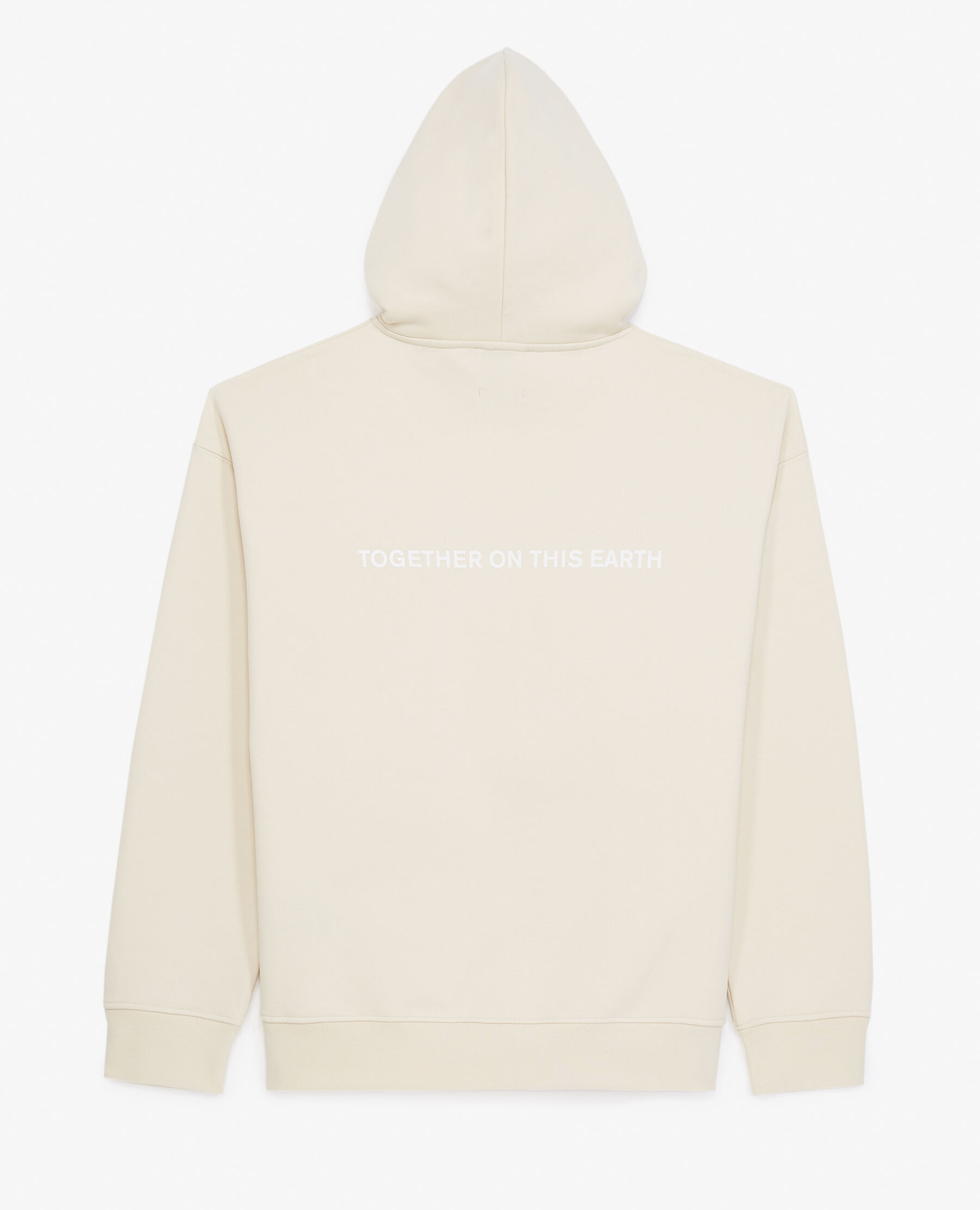 Hooded off white sweatshirt with planet motif
