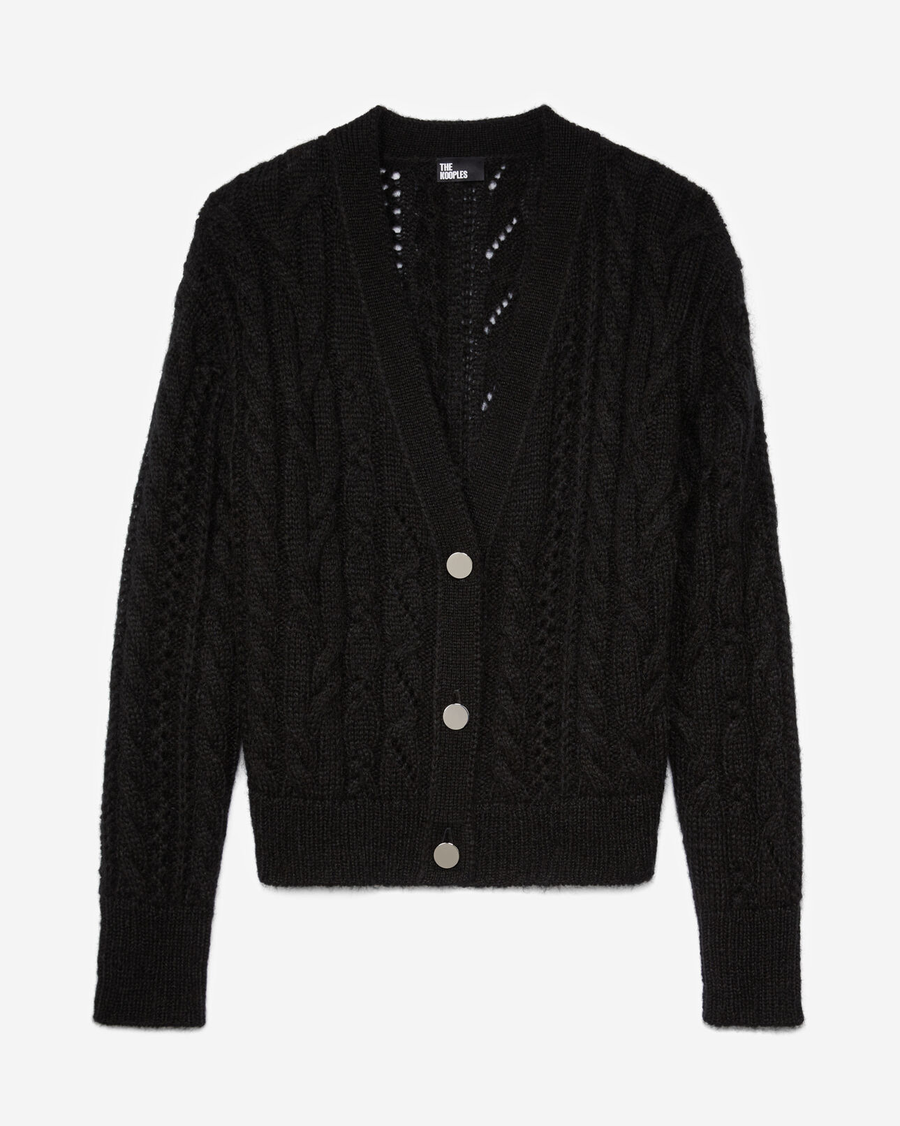 The Kooples FEMME BLACK cardigan en mélange de laine torsadé noir