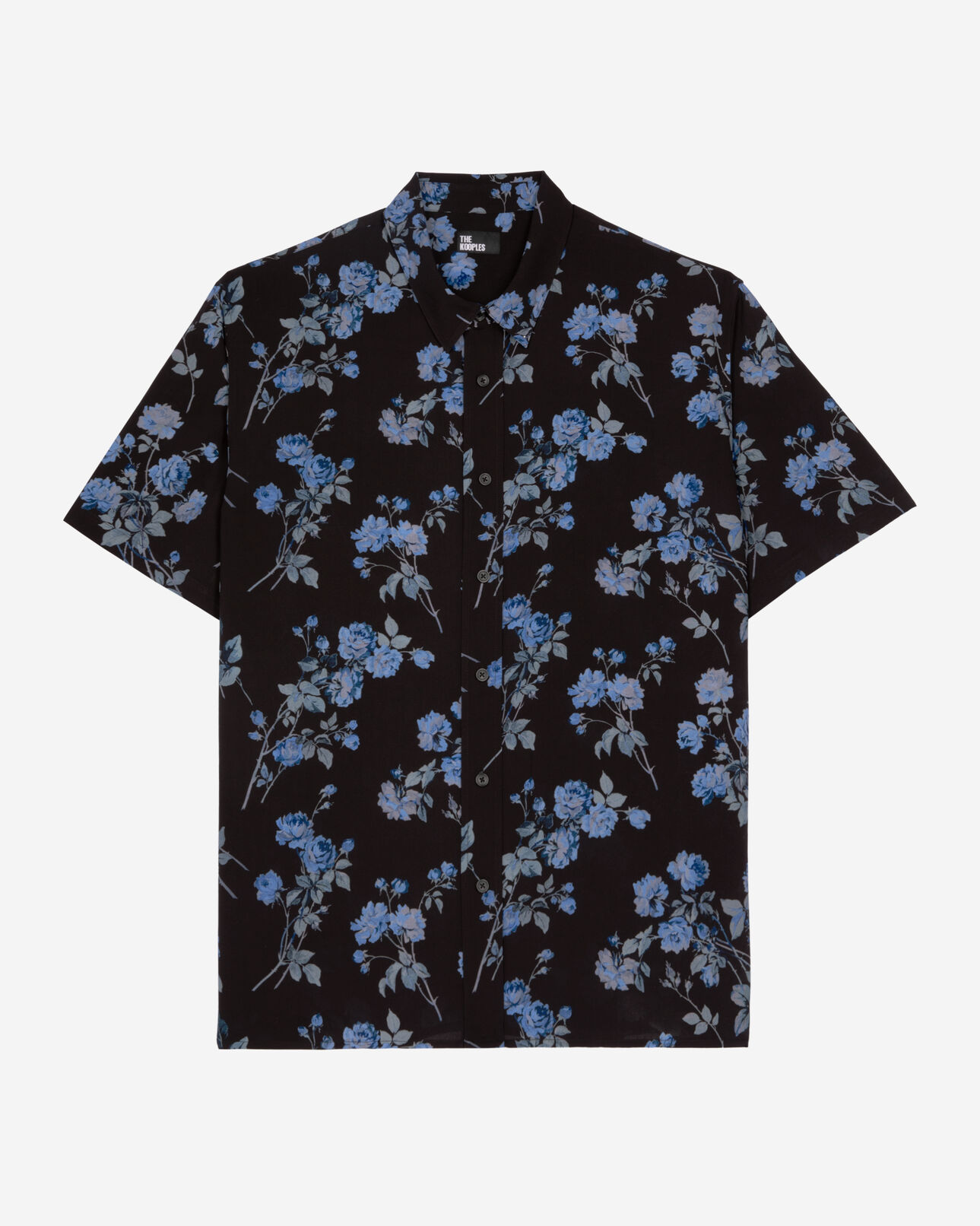 The Kooples MEN BLACK BLUE black floral print shirt