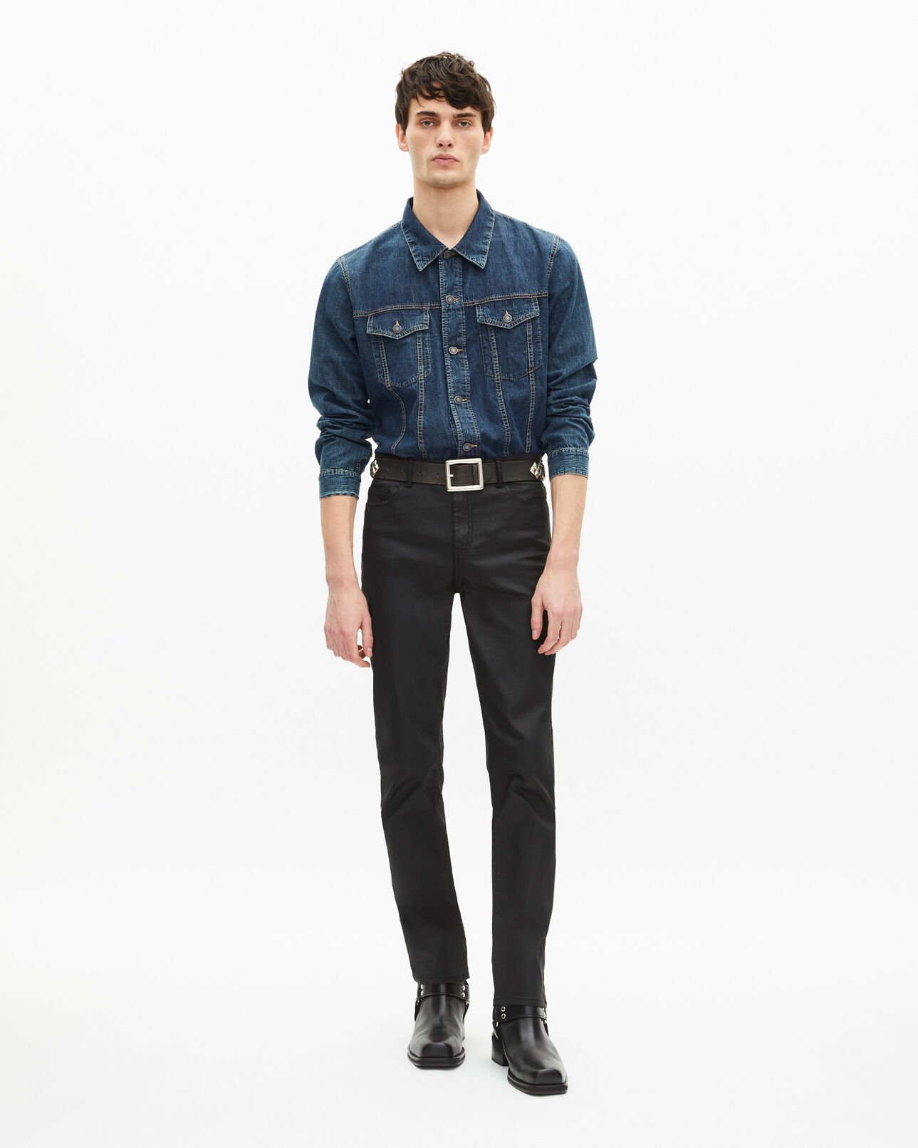 The Kooples MEN MEDIUM BLUE long-sleeved denim shirt