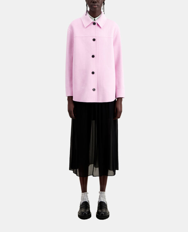 veste type surchemise rose en laine