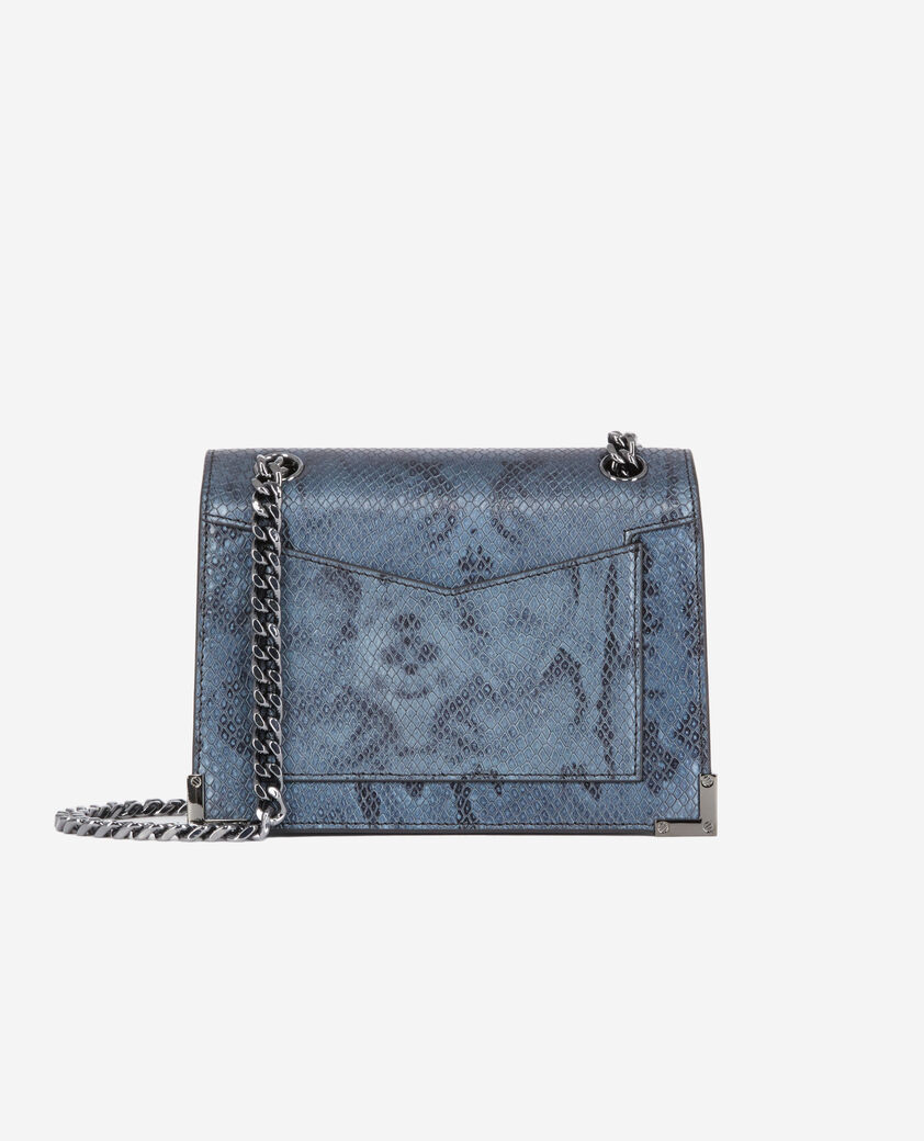 The Kooples WOMEN GRIS BLEU emily chain bag in grey python-effect leather