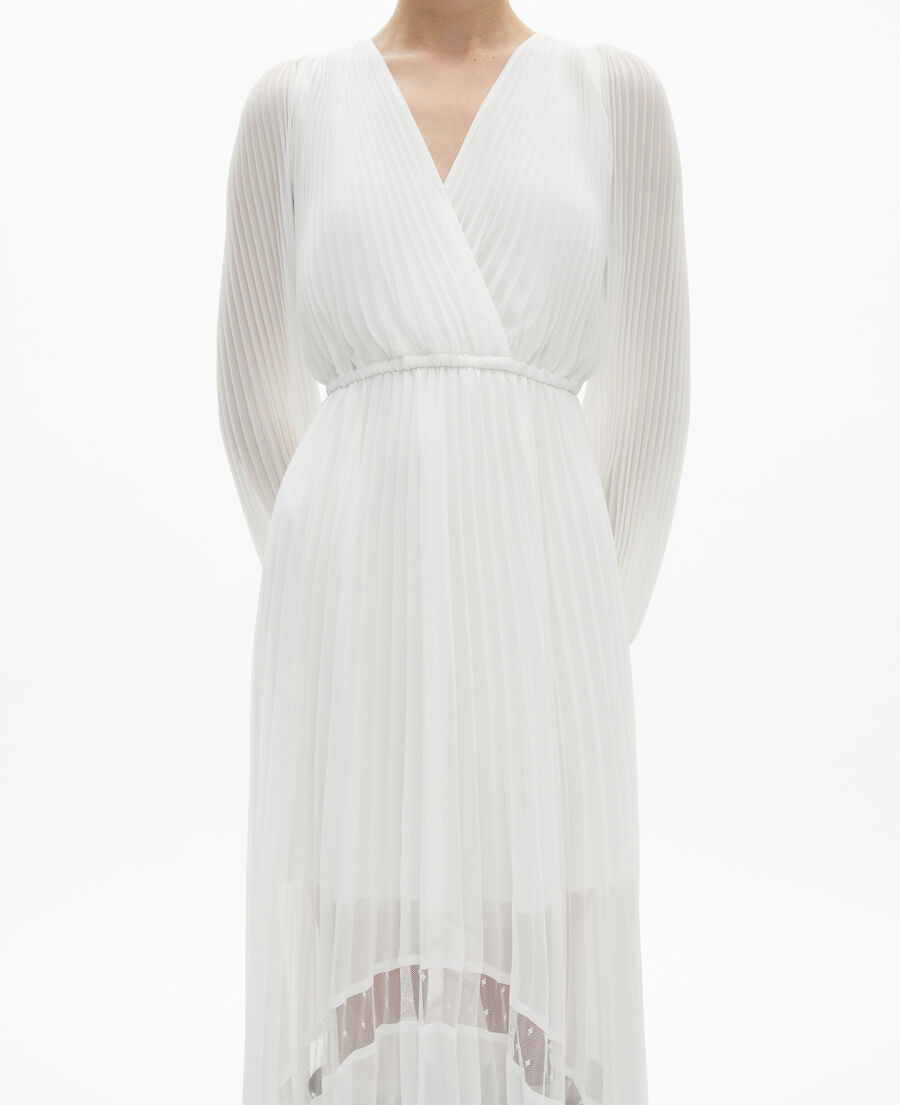 The Kooples FEMME ECRU robe longue plissée avec plumetis écrue