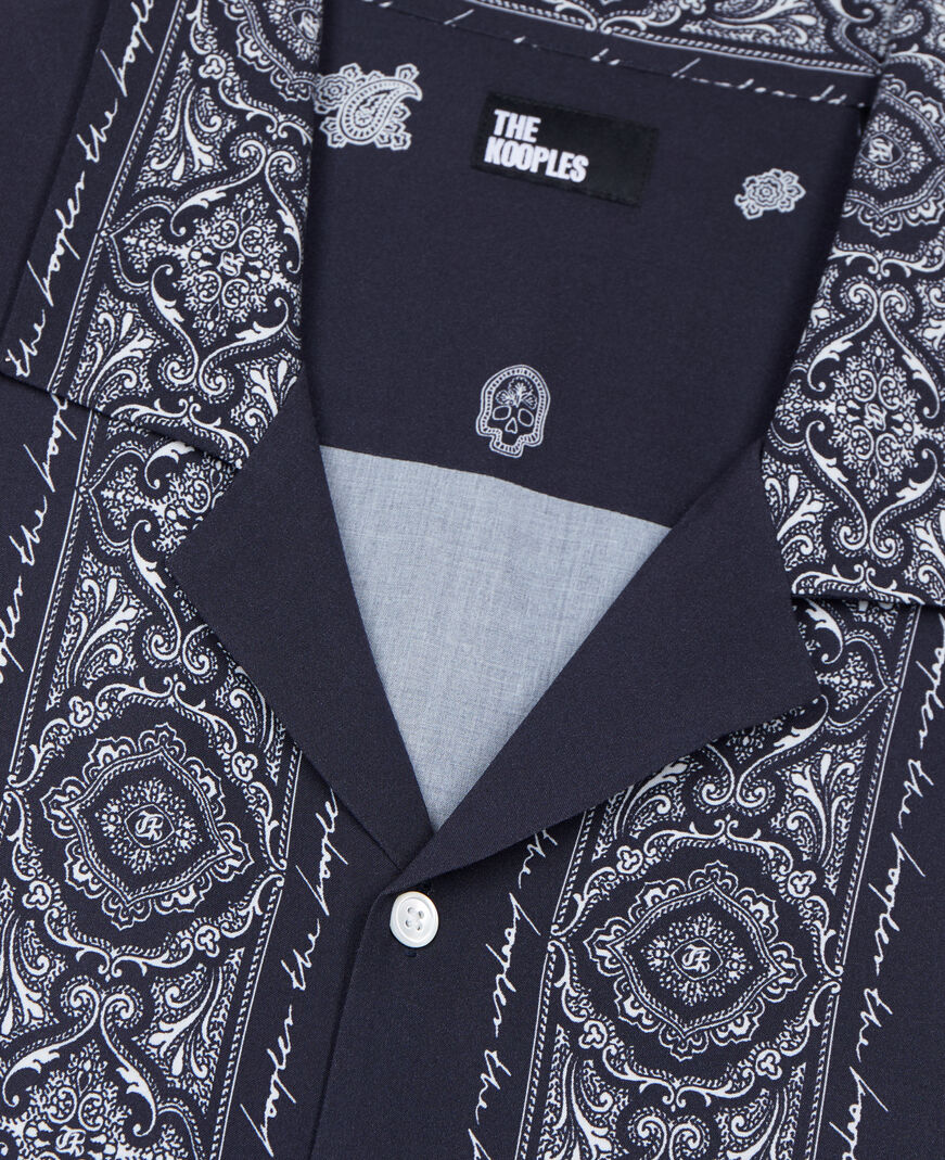 The Kooples HERREN NAVY / WHITE kurzärmeliges hemd mit print