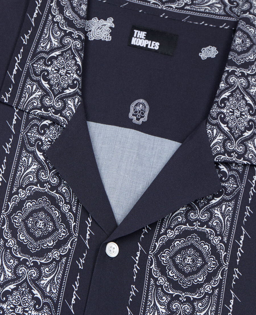 The Kooples HOMME NAVY / WHITE chemise manches courtes imprimée bleue