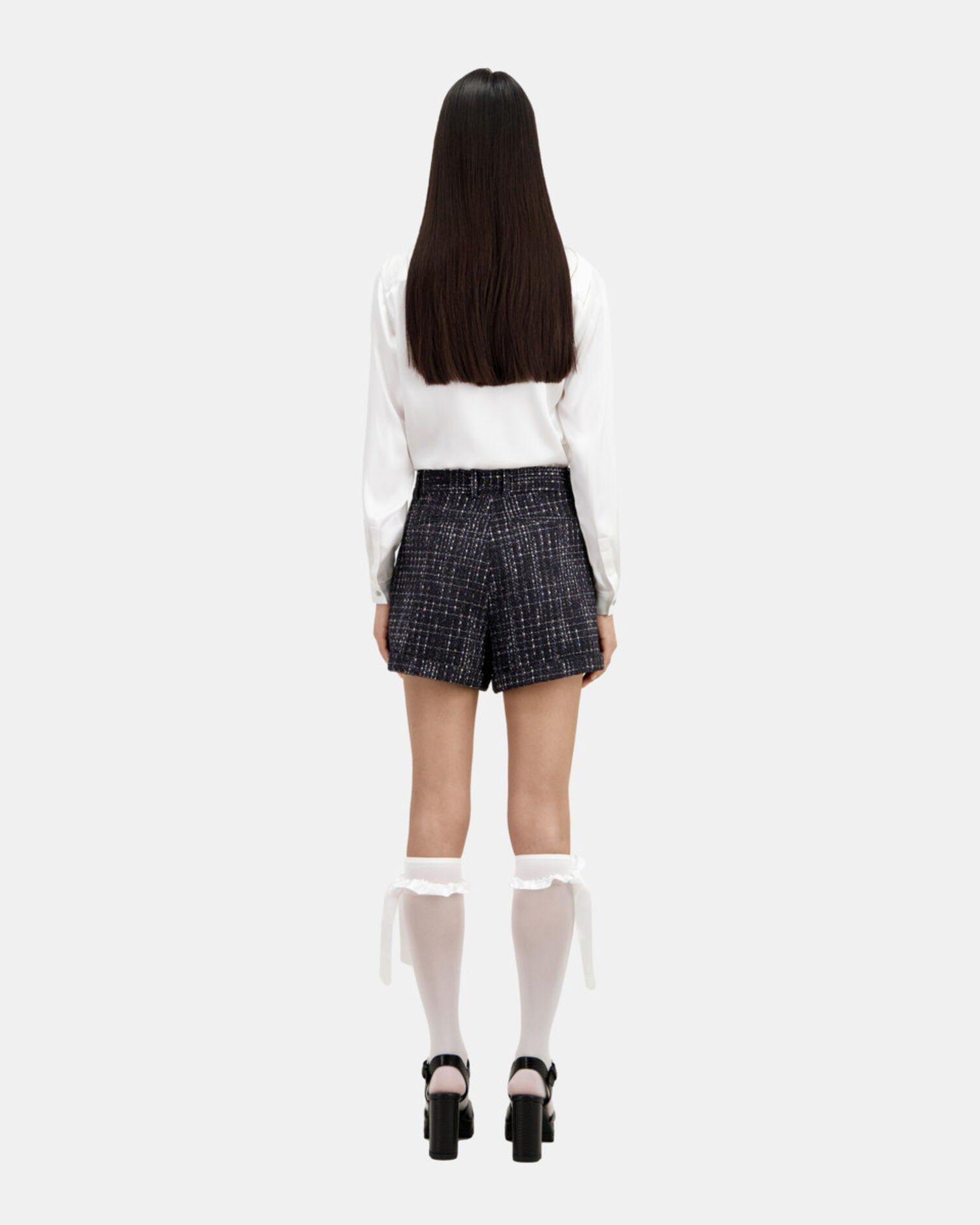 Short en tweed noir et blanc, BLACK WHITE, hi-res image number null