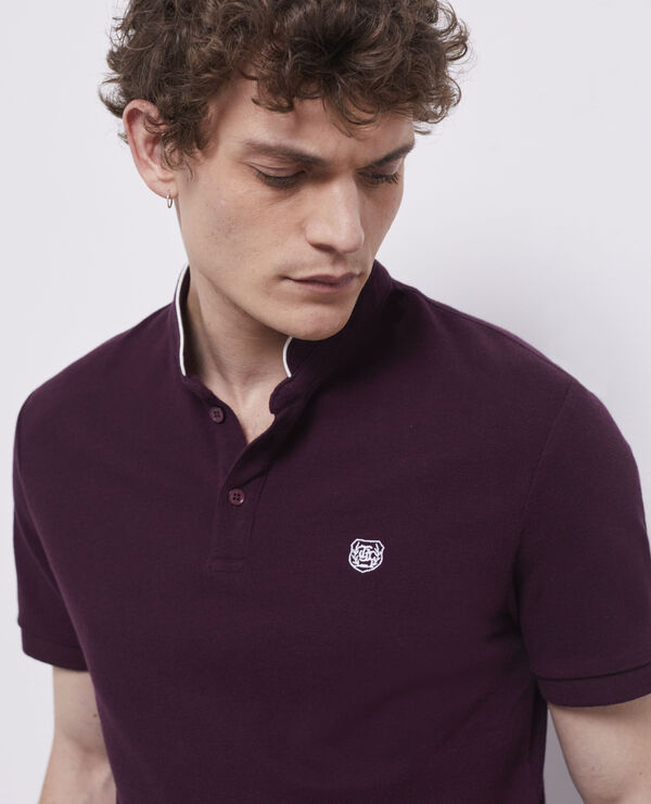 red officer collar polo shirt