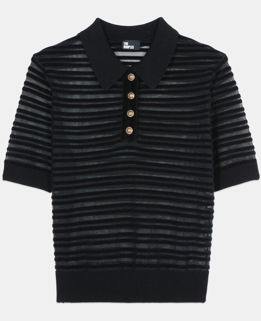 The Kooples FEMME BLACK polo en maille noire