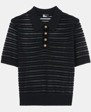 The Kooples FEMME BLACK polo en maille noire