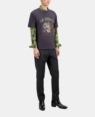 The Kooples H CARBONE carbon grey t-shirt with fire tiger screen print