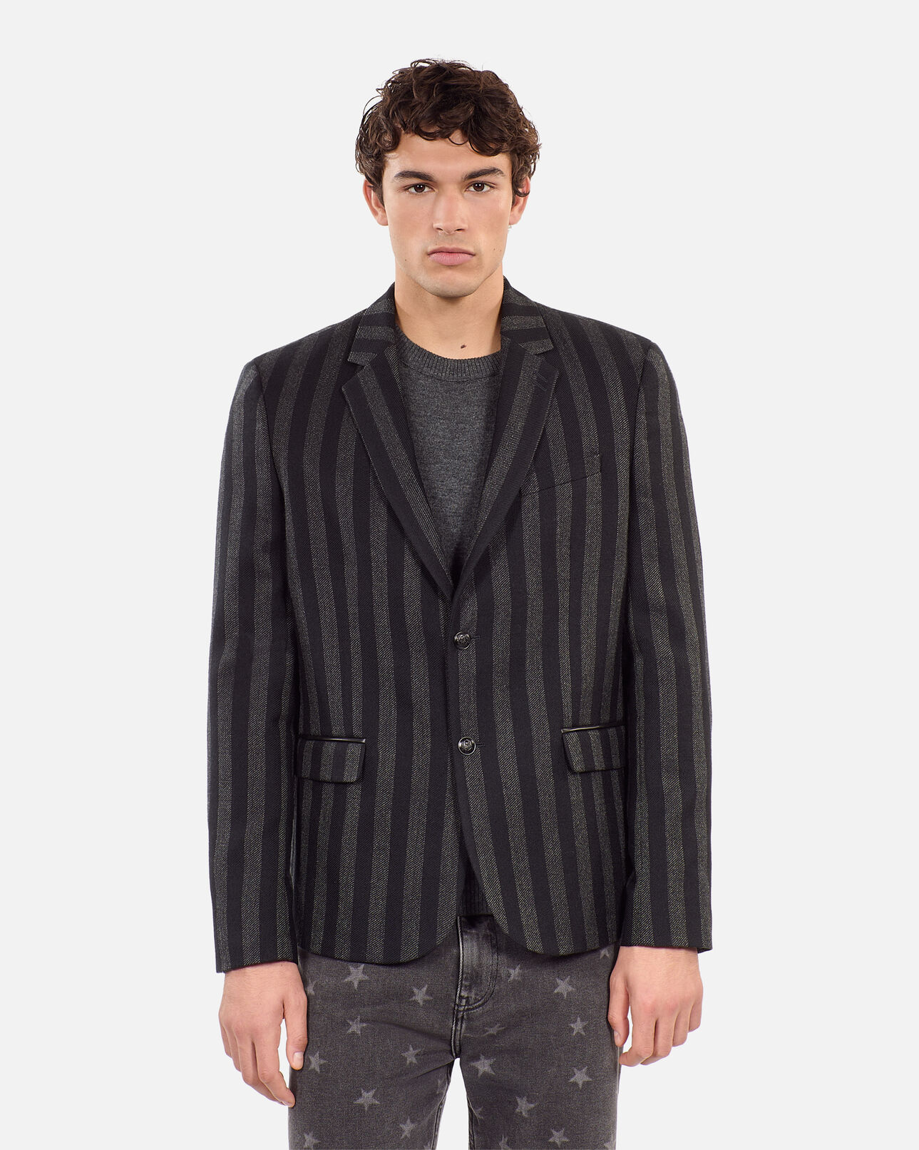 The Kooples H BLACK GREY striped wool blazer