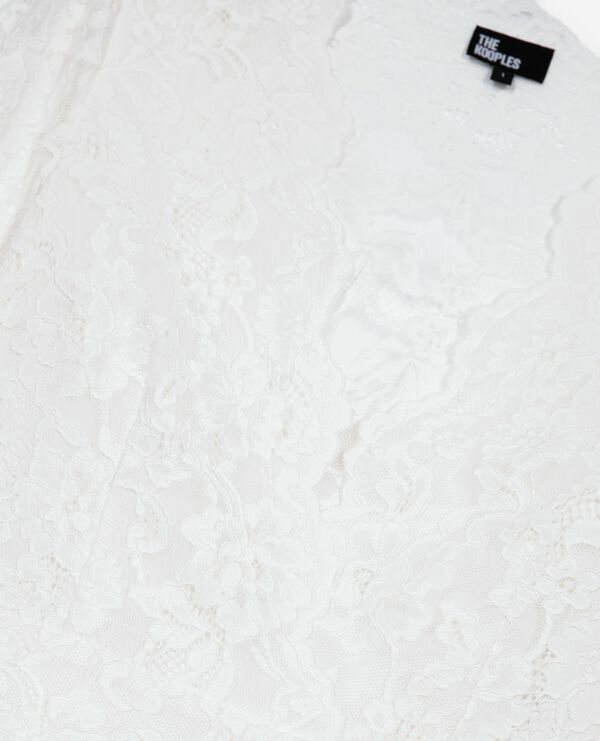 The Kooples MUJER ECRU top de encaje blanco con mangas acampanadas