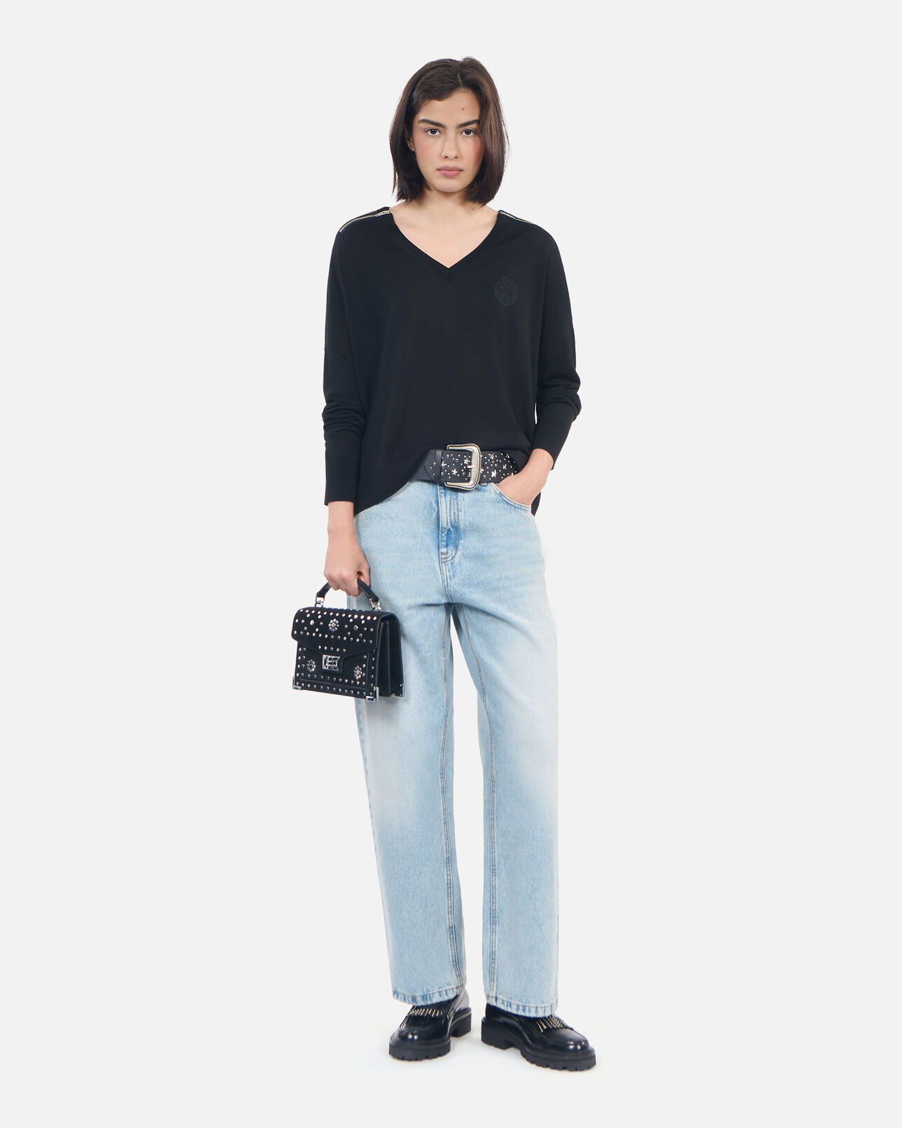The Kooples WOMEN BLACK black merino wool sweater