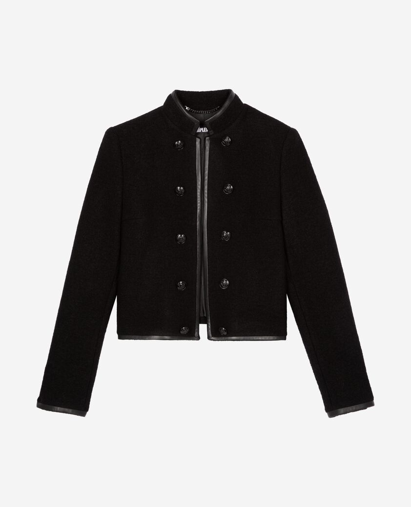 The Kooples FEMME BLACK veste style officier en laine noire