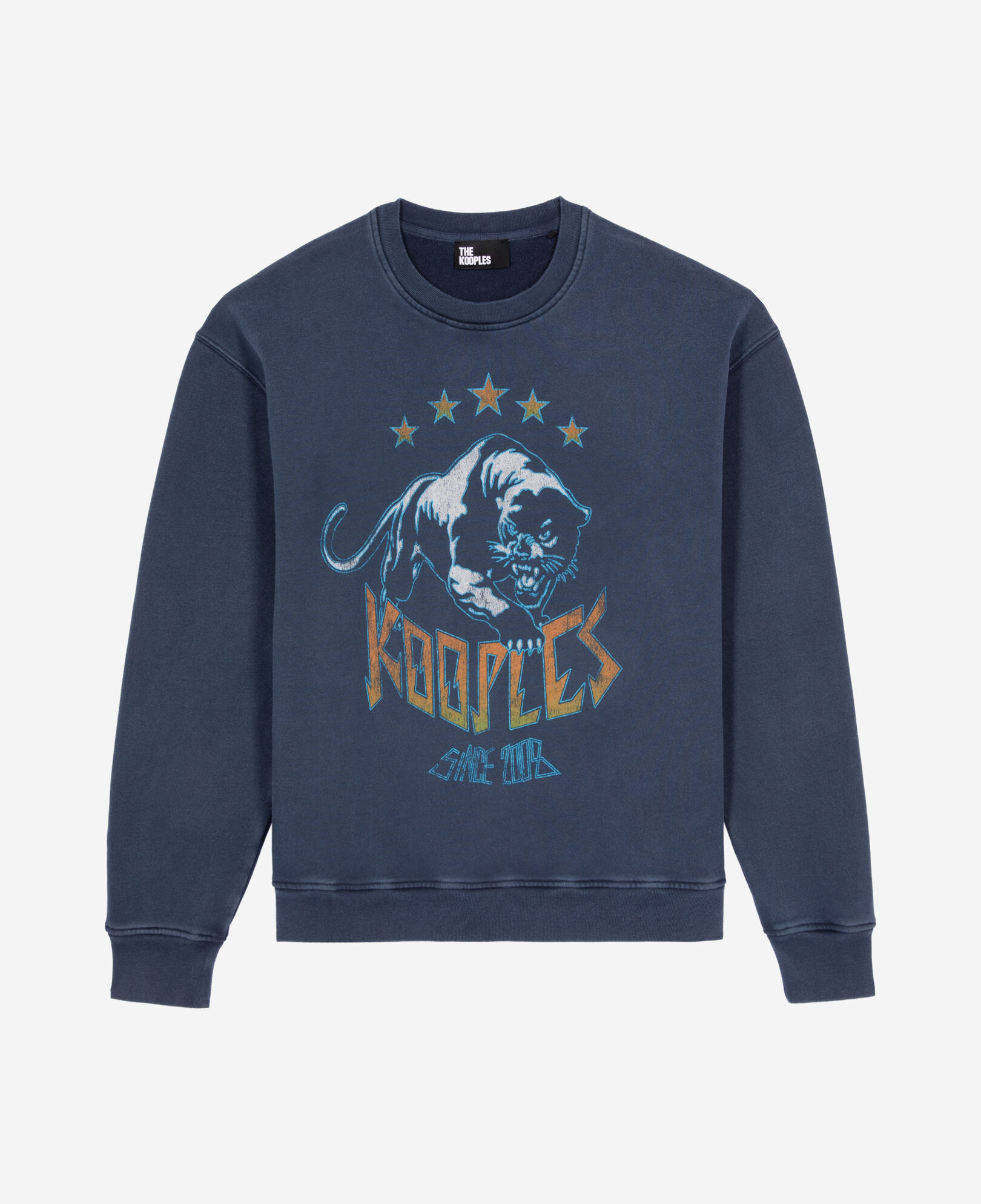 The Kooples HERREN WASHED NAVY marineblaues sweatshirt mit siebdruck