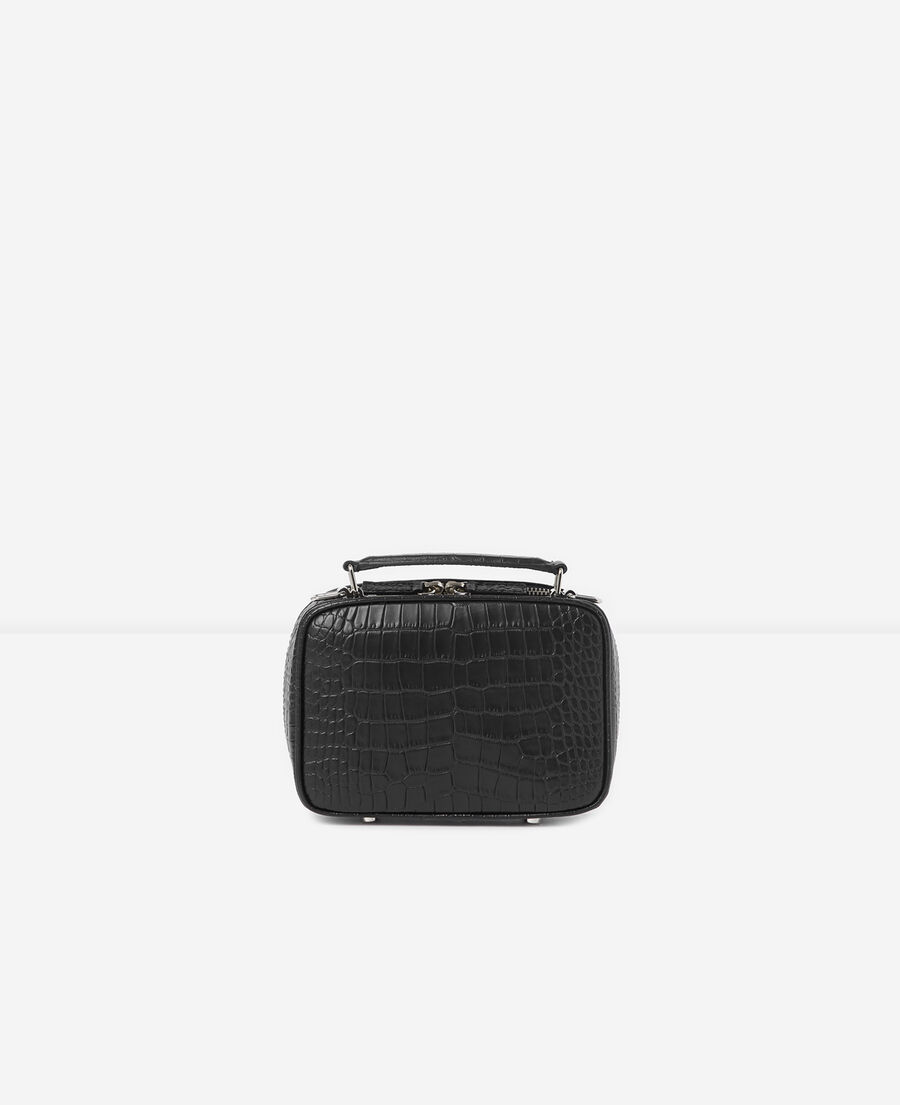 mini black barbara bag in croco leather