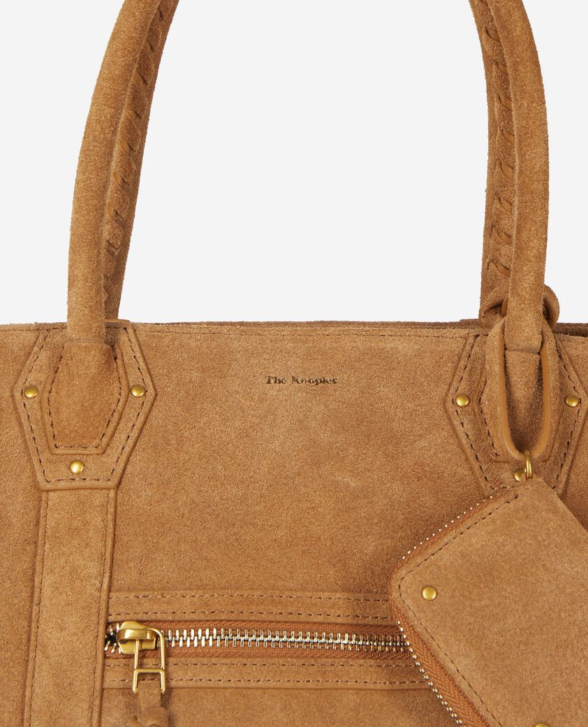 The Kooples DAMEN CAMEL braune einkaufstasche aus wildleder