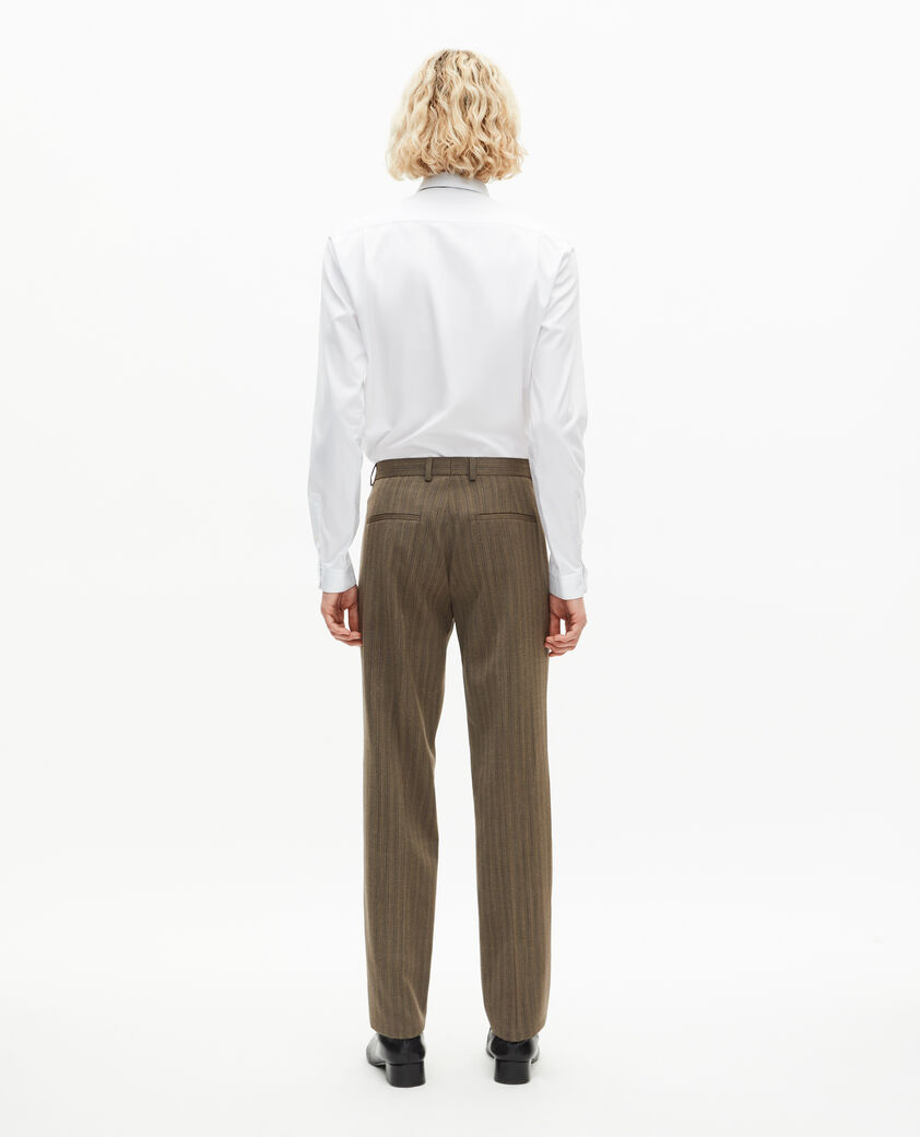 The Kooples HOMME LIGHT BROWN pantalon de costume droit &agrave; rayures marron