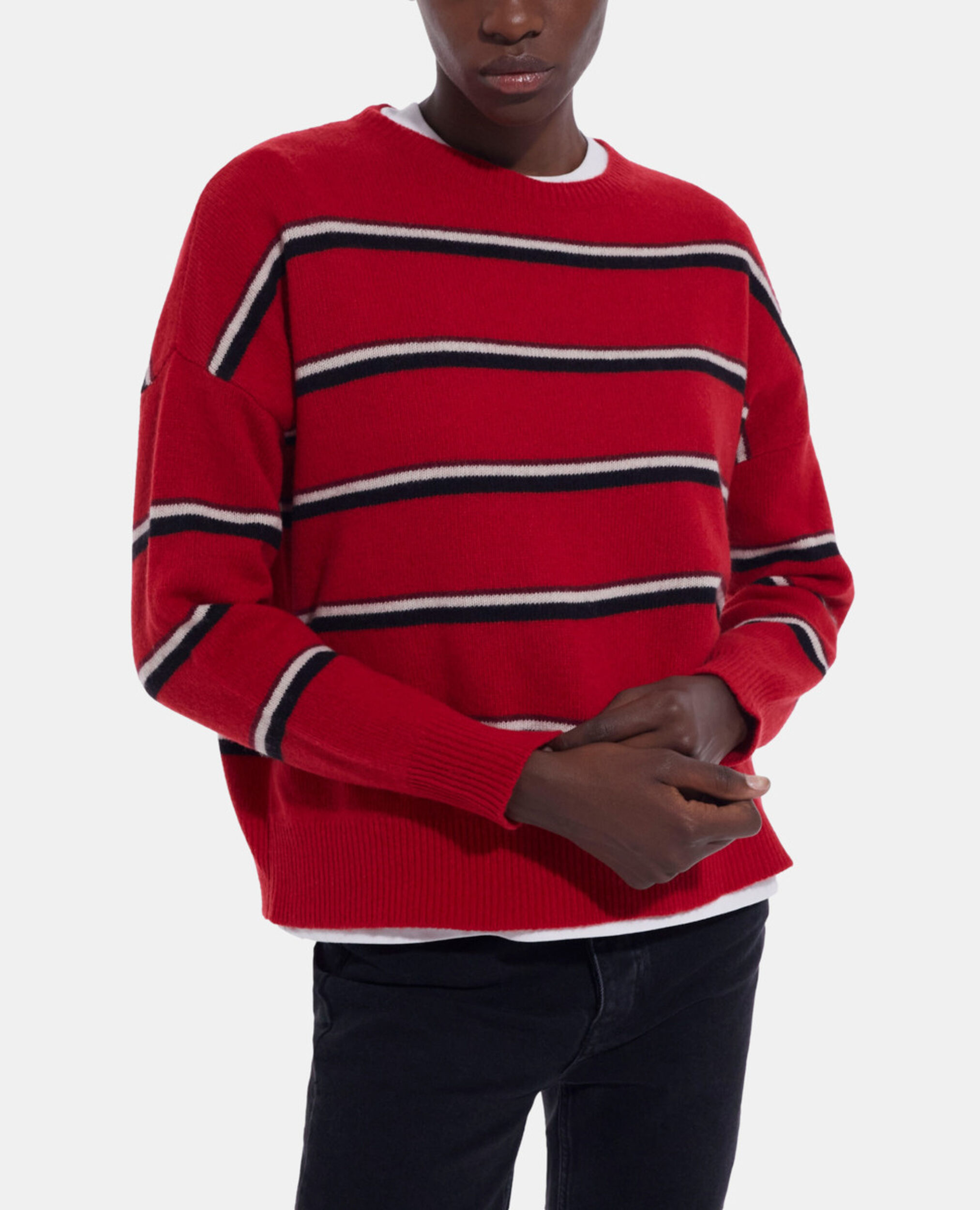 Red cashmere sweater, RED-BLACK-WHITE, hi-res image number null